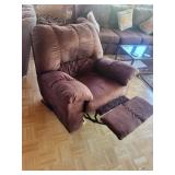 Brown Plush Recliner Chair with Footrest - Microfiber Upholstery