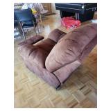 Brown Plush Recliner Chair with Footrest - Microfiber Upholstery