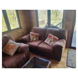 Brown Plush Fabric Sofa set