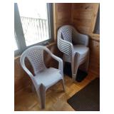 White Plastic Stackable Chairs - Indoor/Outdoor Use - Group of Several
