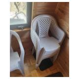 White Plastic Stackable Chairs - Indoor/Outdoor Use - Group of Several