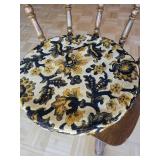 Vintage Oak Spindle-Back Chair with Round Floral Upholstered Seat