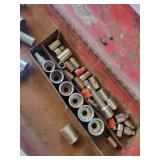 Red metal toolbox - 1/2in drive socket set with ratchet