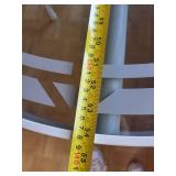 oval Glass outdoor Dining Table - 50-in Diameter with Frosted Geometric Etching, White Base