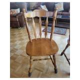 Set of 3 Windsor-Style Wooden Dining Chairs - Turned Legs, Spindle Back