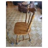 Set of 3 Windsor-Style Wooden Dining Chairs - Turned Legs, Spindle Back