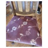 Antique-Style Wooden Armchair with Purple Floral Upholstery
