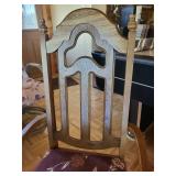 Antique-Style Wooden Armchair with Purple Floral Upholstery