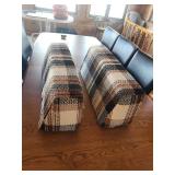 Pair of Plaid Fabric Bolster Cushions - Beige Brown Black - Rectangular