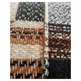 Pair of Plaid Fabric Bolster Cushions - Beige Brown Black - Rectangular