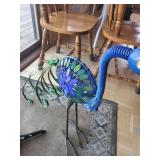 Peacock statue & Tree Lamp Sculpture with Yellow Flower Blossoms - Plug-In Light