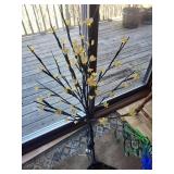 Peacock statue & Tree Lamp Sculpture with Yellow Flower Blossoms - Plug-In Light