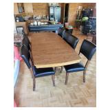 Dining Table Set - 95x39x30 - 8 Black Upholstered Chairs