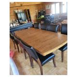 Dining Table Set - 95x39x30 - 8 Black Upholstered Chairs
