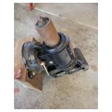 Vintage Cast-Iron Bench Vise with Long Handle on Wood Base