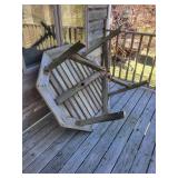 Weathered Wood Hexagonal Outdoor Patio Table With Umbrella Hole