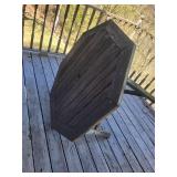 Weathered Wood Hexagonal Outdoor Patio Table With Umbrella Hole