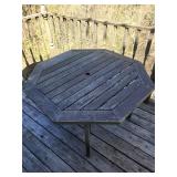 Weathered Wood Hexagonal Outdoor Patio Table With Umbrella Hole