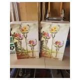 large Floral Hand-Painted Wine Goblets - Sunflowers & Pink Flowers (Set of 2)