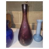 Blue Glass Bud Vases - Set of 6 Tall Cylindrical Bud Vases