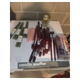 Carolina Sage Green Taper Candles - 10 in, 2 per Pack & Larry Laslo Four-Piece Crystal Candle Holder Set