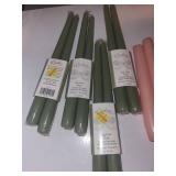 Carolina Sage Green Taper Candles - 10 in, 2 per Pack & Larry Laslo Four-Piece Crystal Candle Holder Set