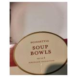 Metro Gravy Server Thermal Teapot - Gold-Tone; Poinsettia Soup Bowls (Set of 4) - Porcelain