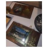 Vintage Brass Candle Holders, Maple Leaf Wood Plaques & Winnipeg Canada Photo Frame Decor