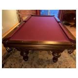 Murrey Billiards Pool Table w/ Cues & Wall Rack Dark Wood