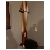 Murrey Billiards Pool Table w/ Cues & Wall Rack Dark Wood