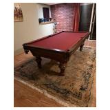 Murrey Billiards Pool Table w/ Cues & Wall Rack Dark Wood
