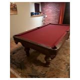 Murrey Billiards Pool Table w/ Cues & Wall Rack Dark Wood