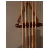 Murrey Billiards Pool Table w/ Cues & Wall Rack Dark Wood