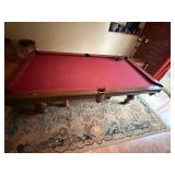 Murrey Billiards Pool Table w/ Cues & Wall Rack Dark Wood