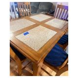 Mission Style Dining Table Set Stone Insert Top 6 Chairs Used