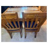 Mission Style Dining Table Set Stone Insert Top 6 Chairs Used