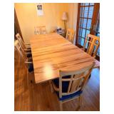 Contemporary Wood Dining Table & 6 Chairs Set Light Finish Good
