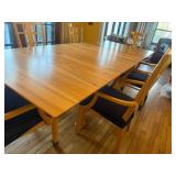 Contemporary Wood Dining Table & 6 Chairs Set Light Finish Good