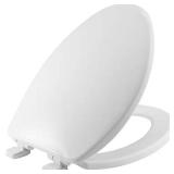 Elongated Soft Close Plastic Toilet Seat White