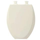 Elongated Enameled Wood Toilet Seat, Biscuit