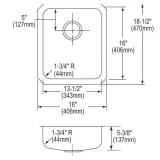 Elkay Lustertone Undermount Sink 16x18.5