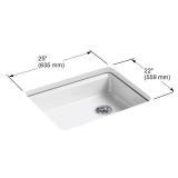 KOHLER Riverby 25x22 White Cast Iron Sink