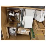 Miscellaneous tote of PVC and Bathroom/Kitchen hardware. Untested. Possible missing parts