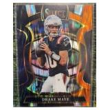 2025 Panini Select Drake Maye BLACK ORANGE SHOCK PRIZM #80 Concourse PATRIOTS SP