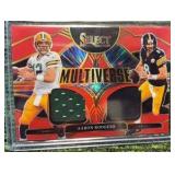 2025 Panini Select- Red Prizm Multiverse Aaron Rodgers Dual Patch #MVJ-ARS