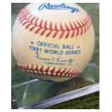 1991 World Series Official Baseball Rawlings from Iconic Series (Minnesota Twins Vs. Atlanta Braves)