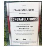 2023 Topps Series 1 Francisco Lindor Team Logo Patch Relic #TLP-FL Mets NM/M!