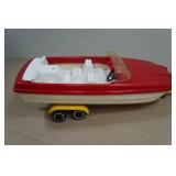 Vintage Tonka Boat with Trailer and Motor
