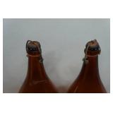 *2* Vintage Brown Glass Bottles with Wire Hinge Lids