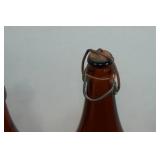 *2* Vintage Brown Glass Bottles with Wire Hinge Lids